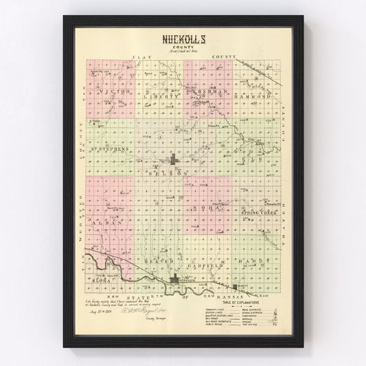 Vintage Map of Nuckolls County, Nebraska 1885