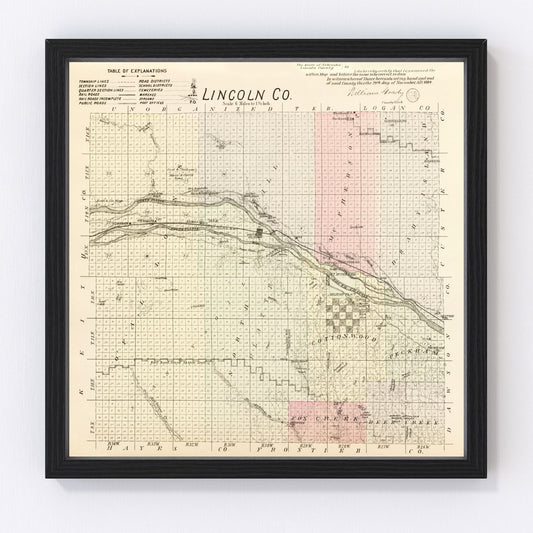 Vintage Map of Lincoln County, Nebraska 1885