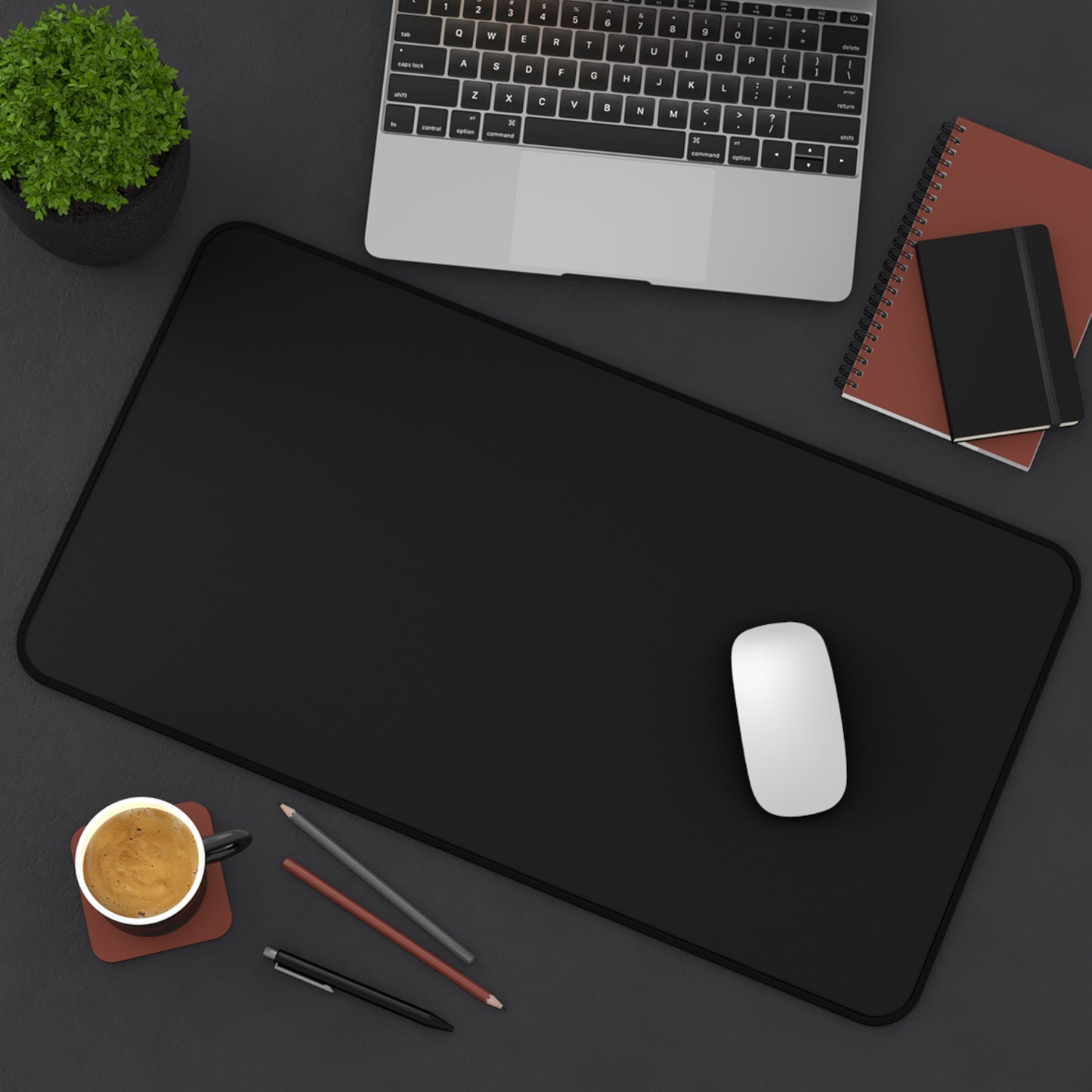Solid Black Desk Mat | Large Mouse Pad, Waterproof Surface