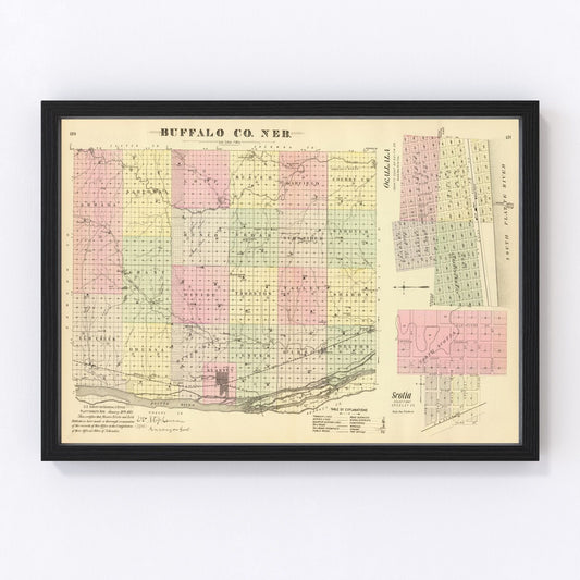 Vintage Map of Buffalo County, Nebraska 1885