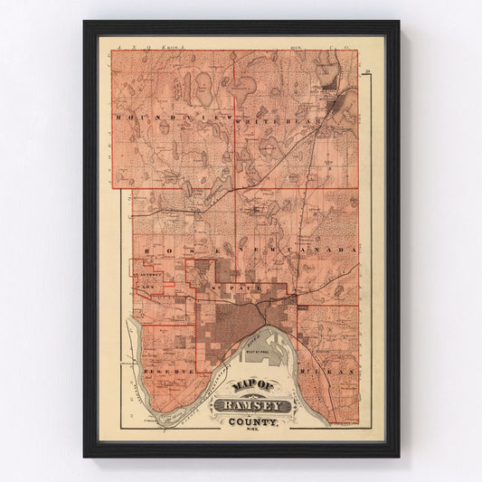 Vintage Map of Ramsey County, Minnesota 1874