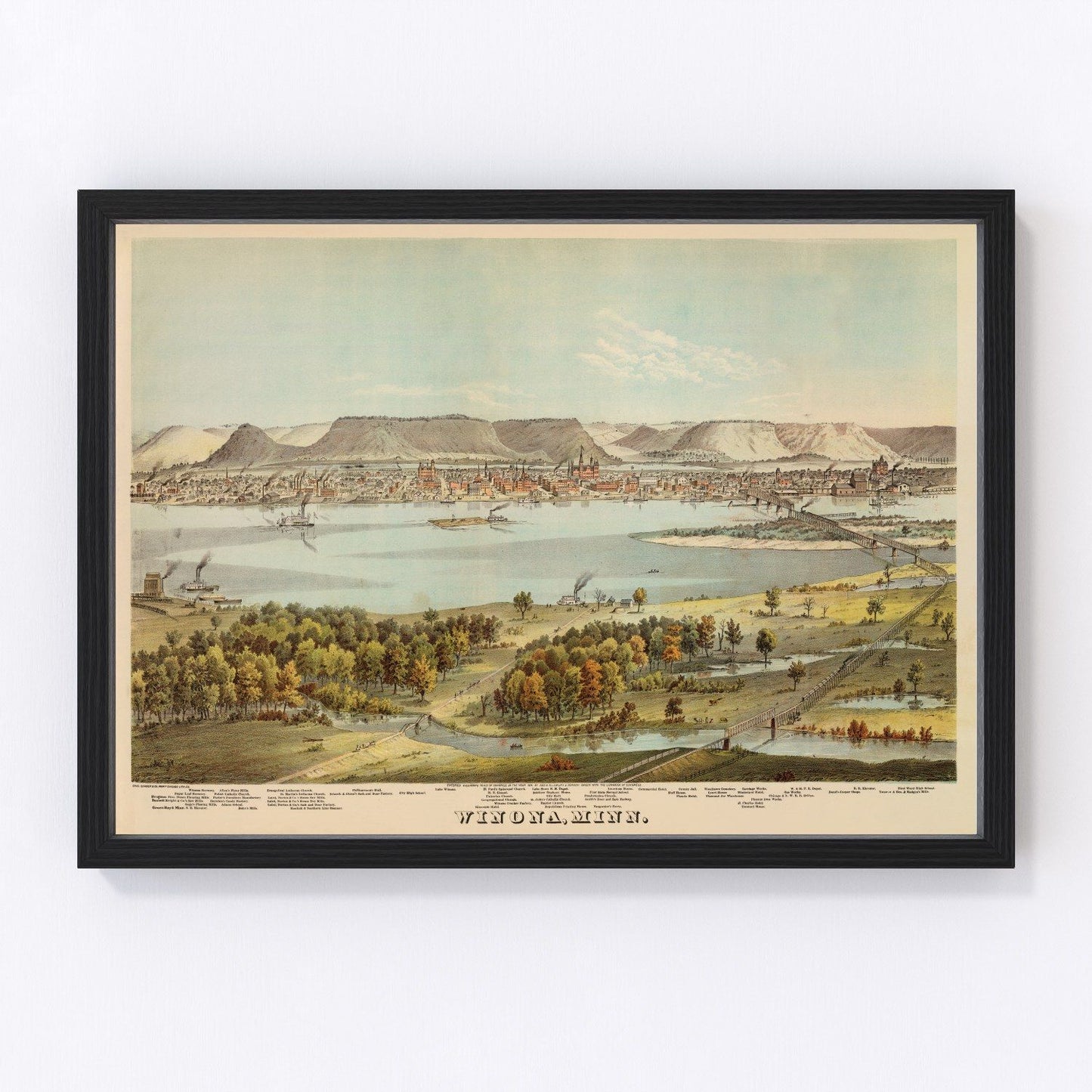 Vintage Map of Winona County, Minnesota 1874