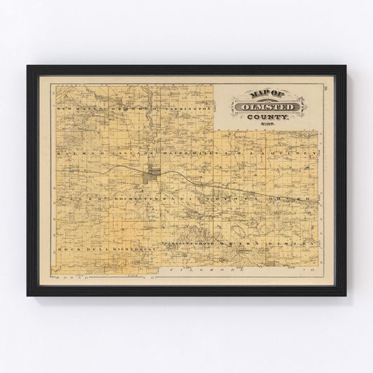 Vintage Map of Olmsted County, Minnesota 1874