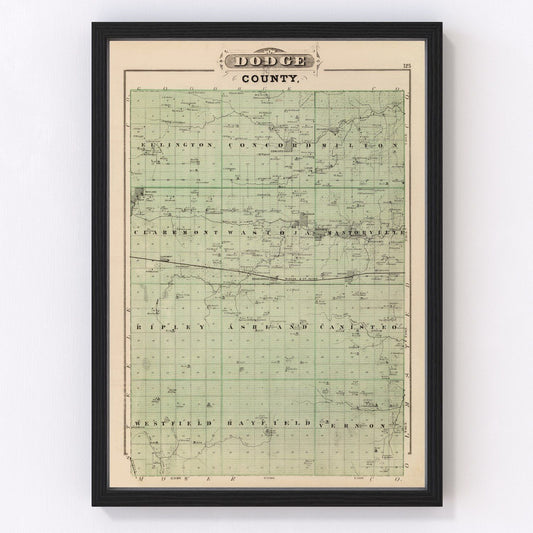 Vintage Map of Dodge County, Minnesota 1874