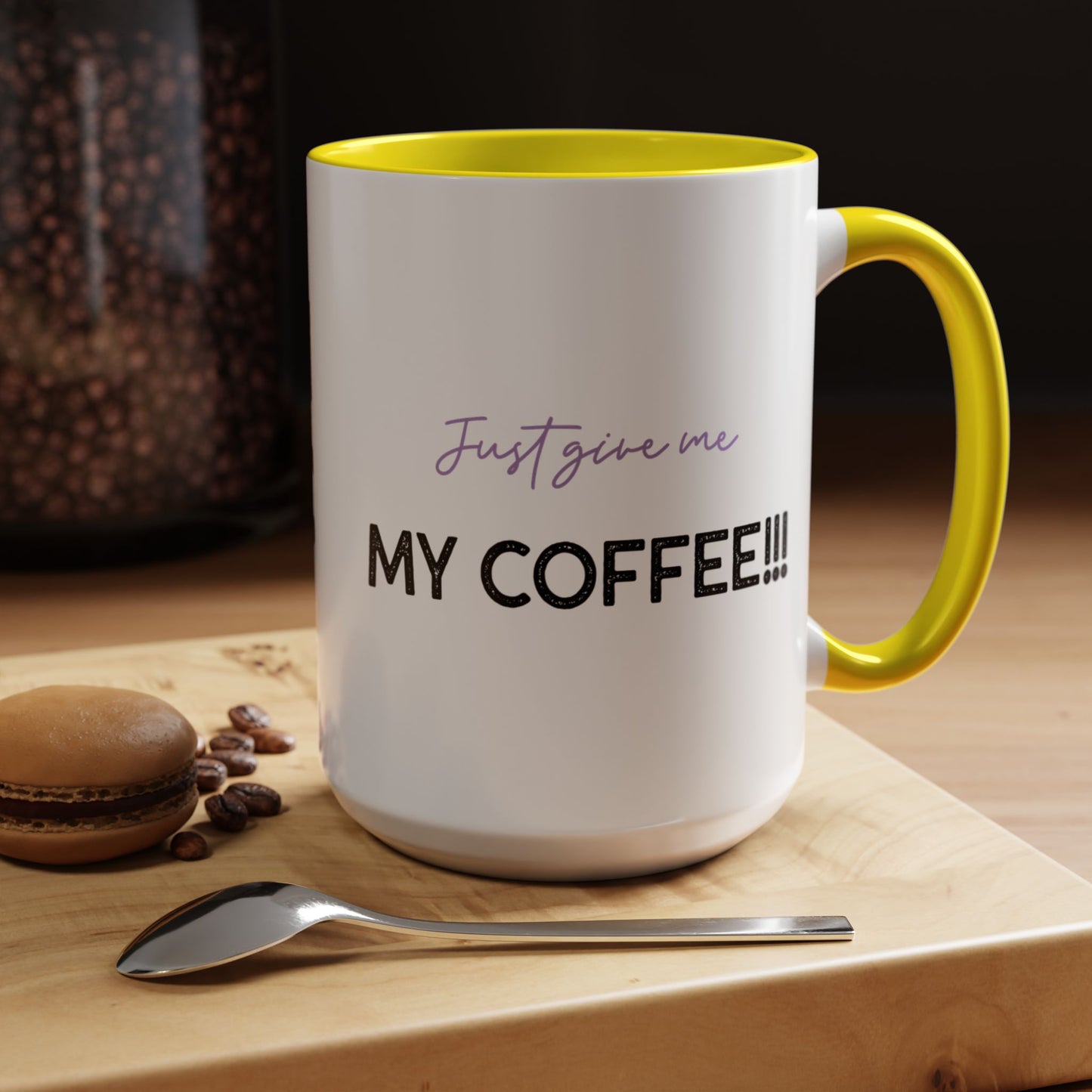 Just Give Me My Coffee!!! Accent Mug — Panda Coffee Lover Gift (11/15oz)