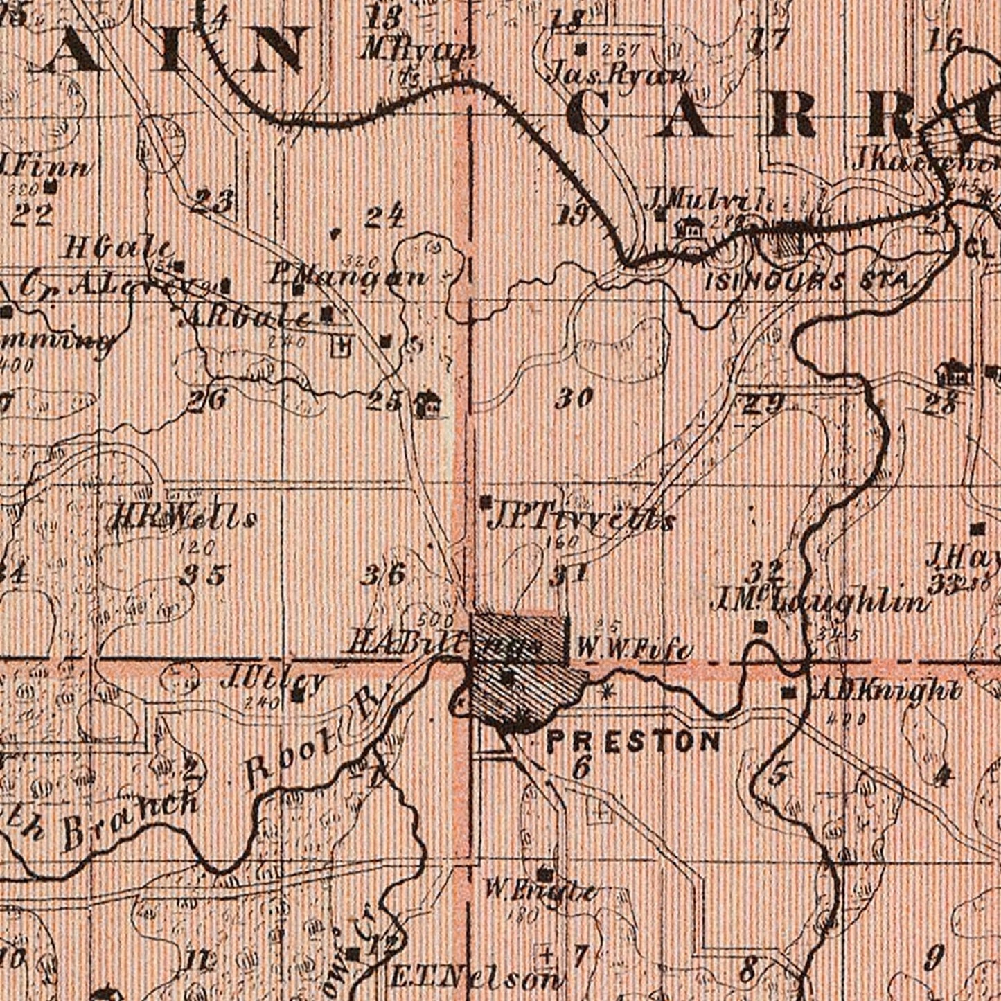 Vintage Map of Fillmore County, Minnesota 1874
