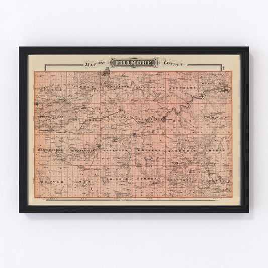 Vintage Map of Fillmore County, Minnesota 1874