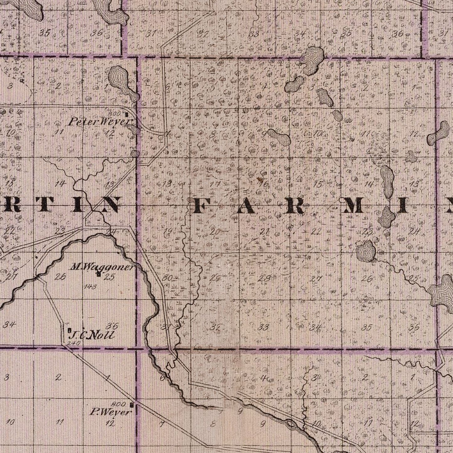 Vintage Map of Stearns County, Minnesota 1874