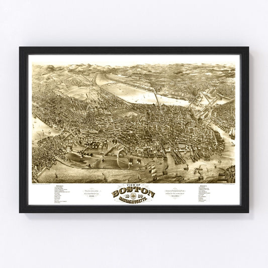 Vintage Map of Boston, Massachusetts 1880