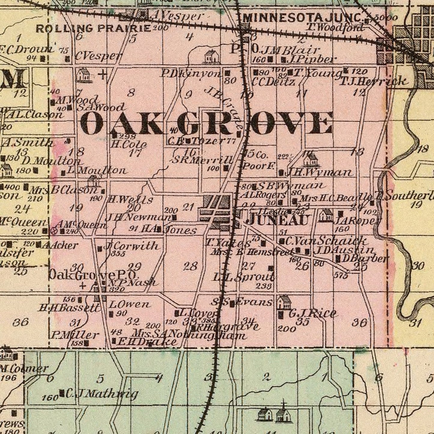 Vintage Map of Dodge County, Wisconsin 1878