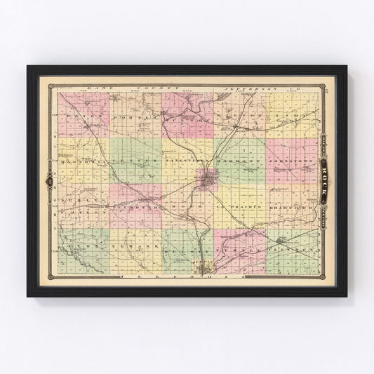 Vintage Map of Rock County, Wisconsin 1878