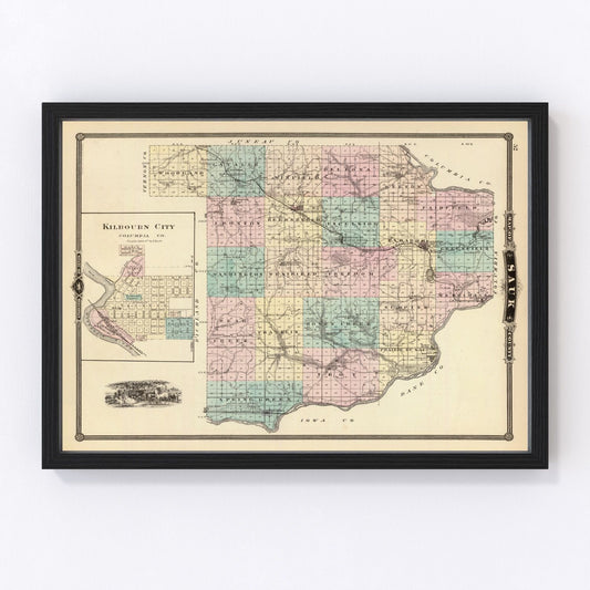 Vintage Map of Sauk County, Wisconsin 1878