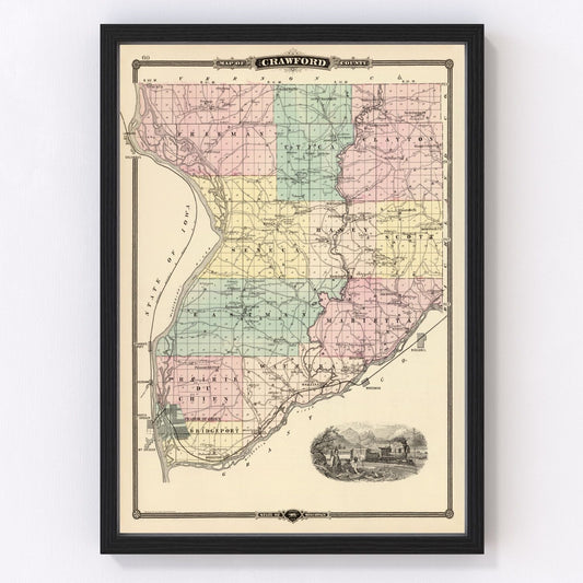 Vintage Map of Crawford County, Wisconsin 1878
