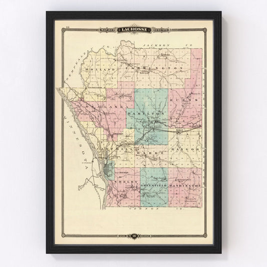 Vintage Map of Lacrosse County, Wisconsin 1878