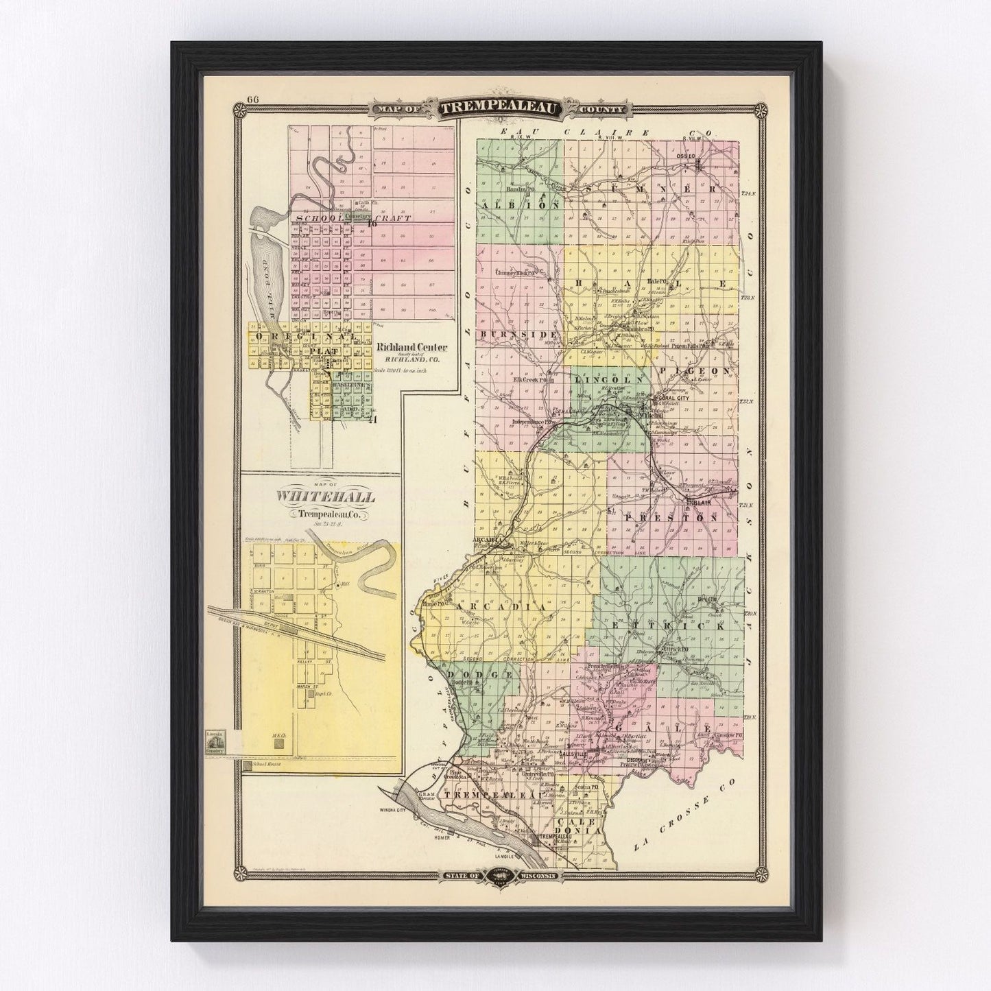 Vintage Map of Trempealeau County, Wisconsin 1878