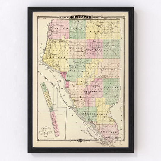 Vintage Map of Buffalo County, Wisconsin 1878
