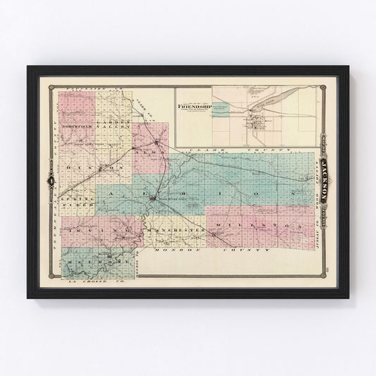 Vintage Map of Jackson County, Wisconsin 1878