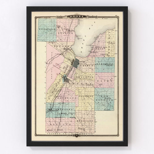 Vintage Map of Brown County, Wisconsin 1878