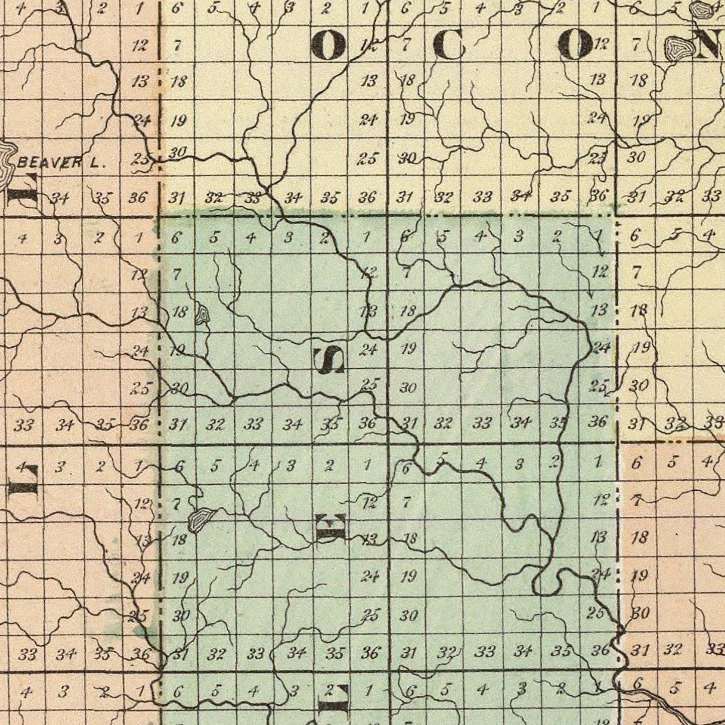 Vintage Map of Oconto County, Wisconsin 1878