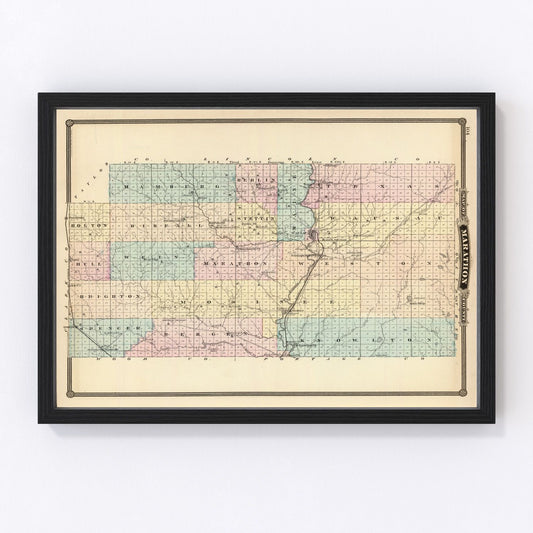 Vintage Map of Marathon County, Wisconsin 1878