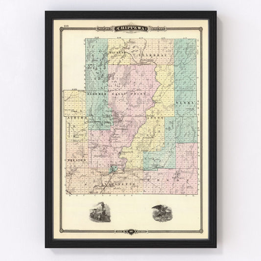 Vintage Map of Chippewa County, Wisconsin 1878