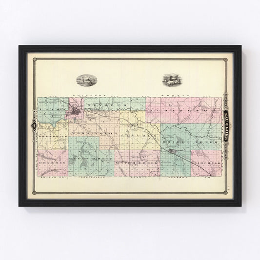 Vintage Map of Eau Claire County, Wisconsin 1878