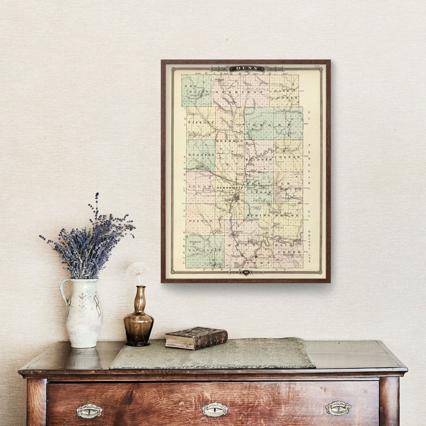 Vintage Map of Dunn County, Wisconsin 1878