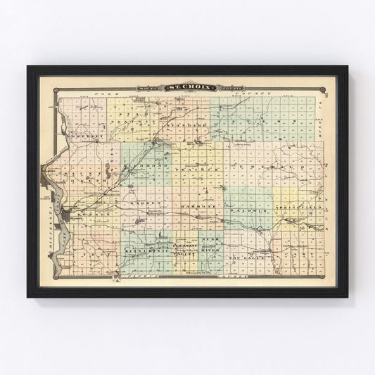 Vintage Map of St. Croix County, Wisconsin 1878