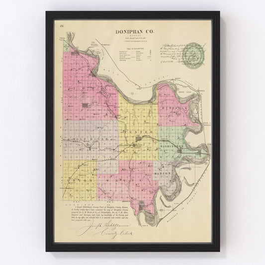 Vintage Map of Doniphan County, Kansas 1887