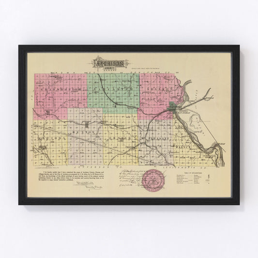 Vintage Map of Atchison County, Kansas 1887