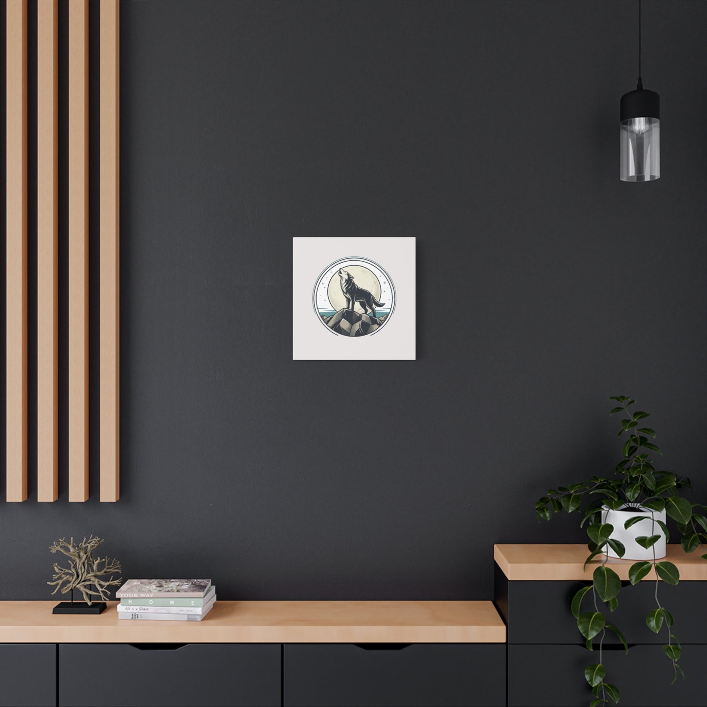 Howling Wolf Canvas Wall Art — Moonlit Wilderness Matte Stretched Print