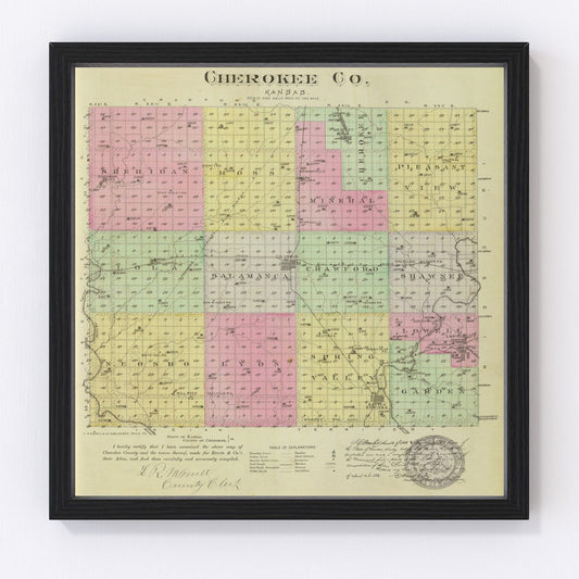 Vintage Map of Cherokee County, Kansas 1887