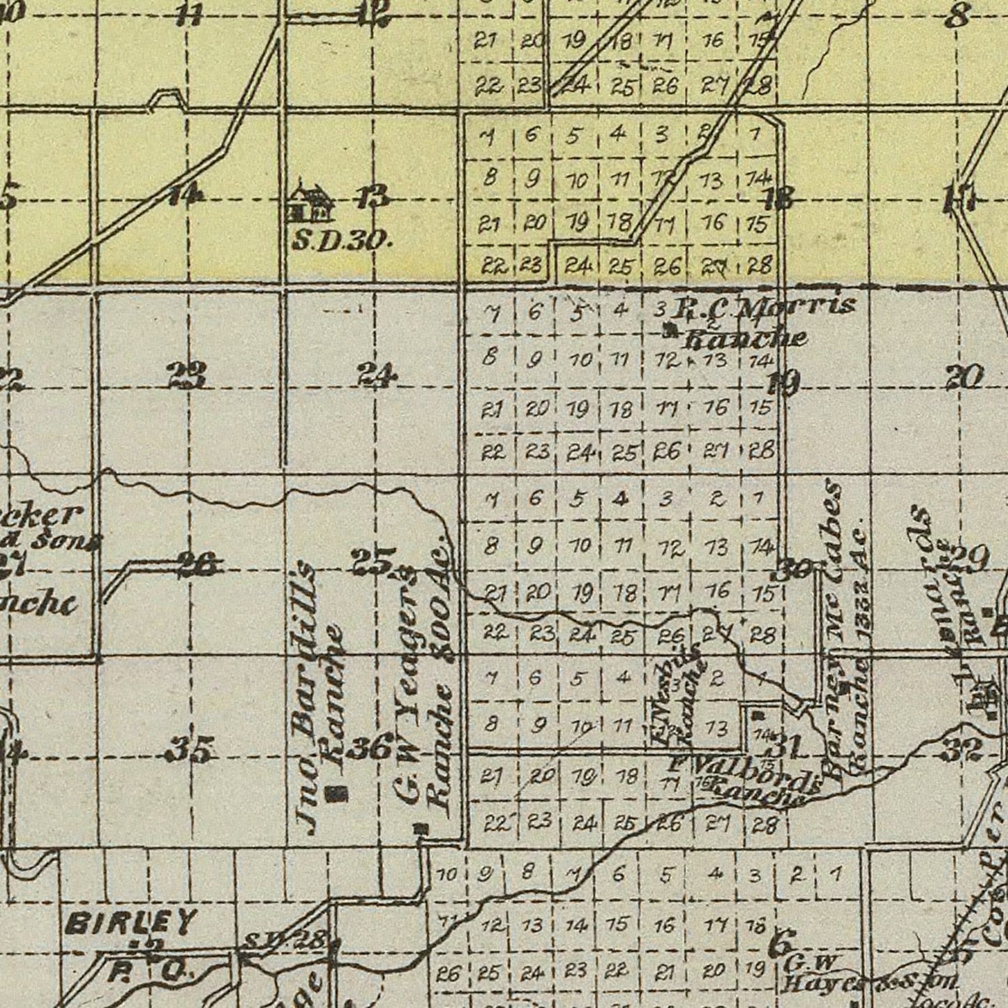 Vintage Map of Chase County, Kansas 1887