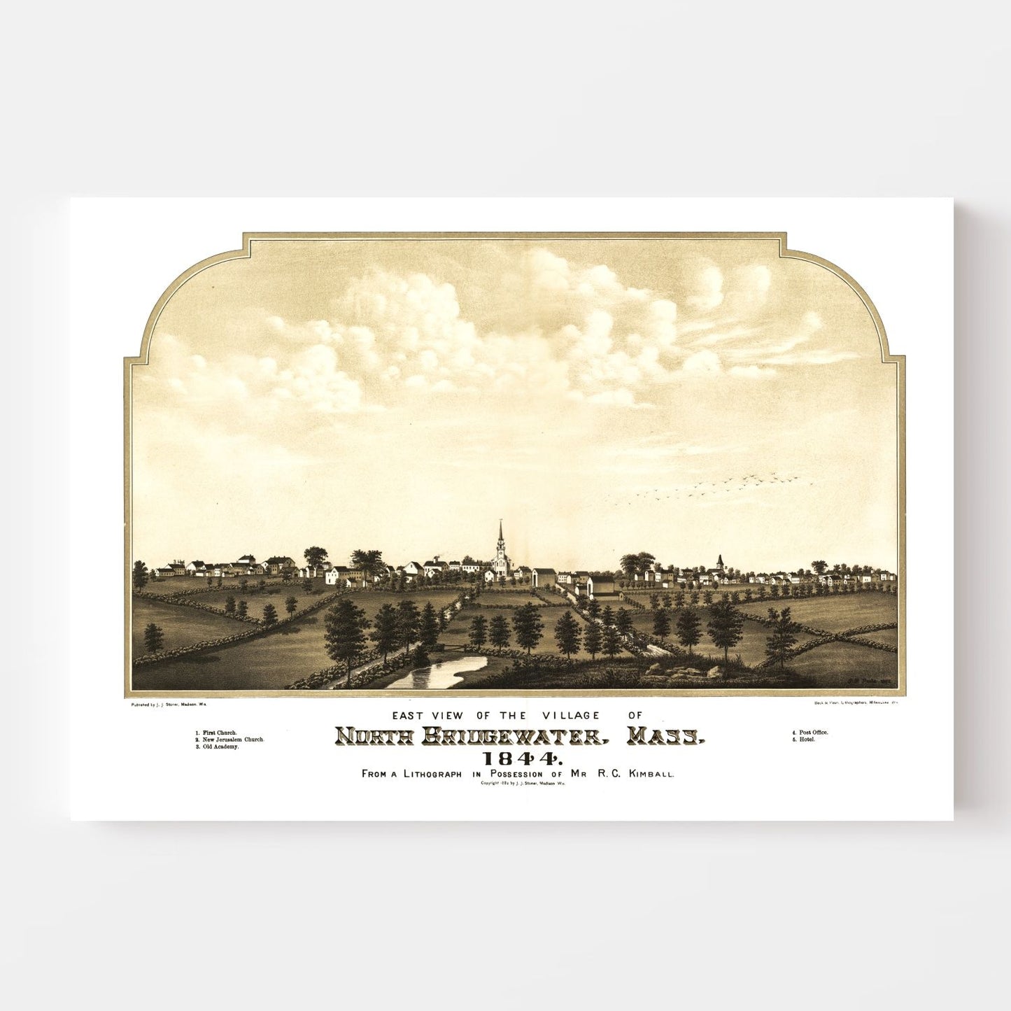 Vintage Map of North Bridgewater, Massachusetts 1882