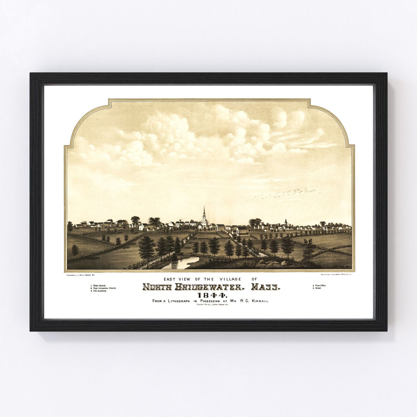 Vintage Map of North Bridgewater, Massachusetts 1882