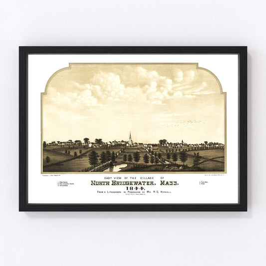 Vintage Map of North Bridgewater, Massachusetts 1882