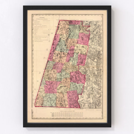 Vintage Map of Berkshire County, Massachusetts 1871