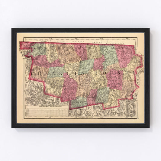 Vintage Map of Franklin County, Massachusetts 1871