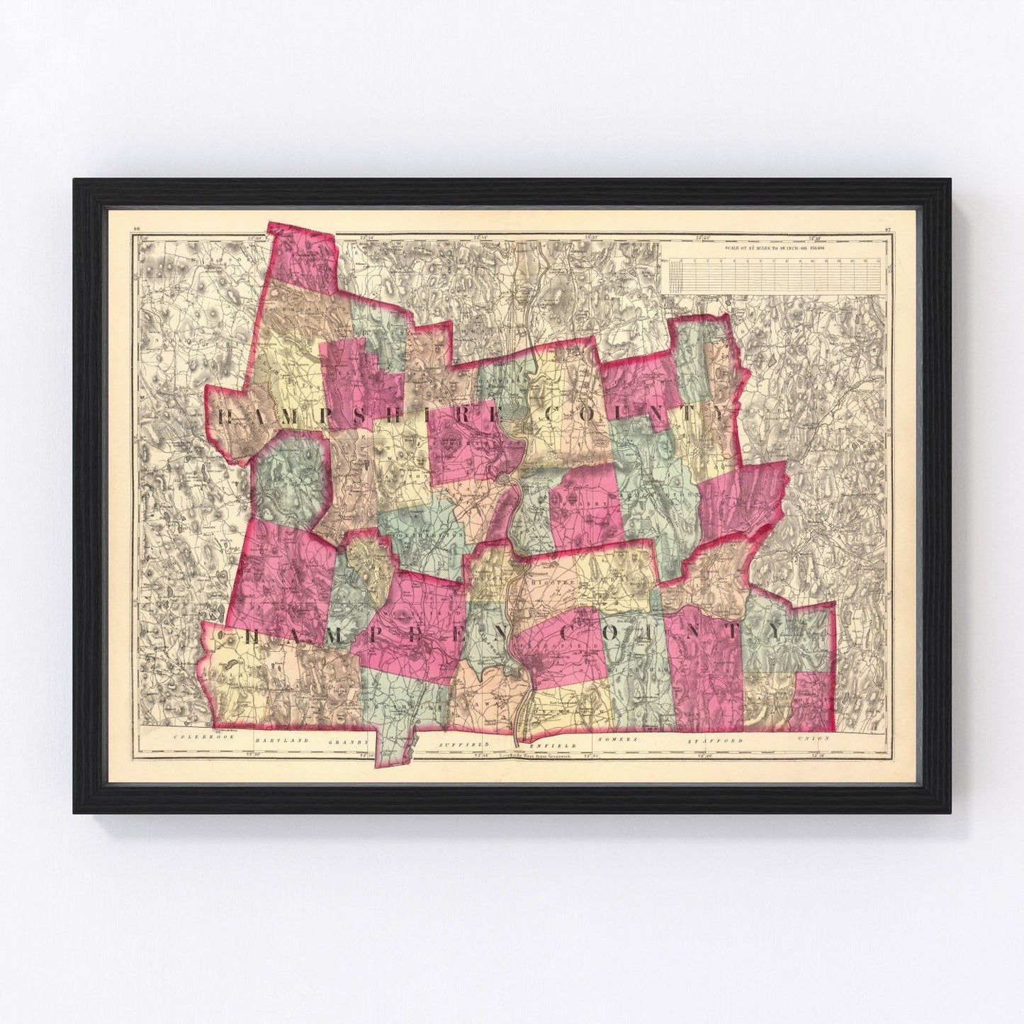 Vintage Map of Hampshire  County, Massachusetts 1871