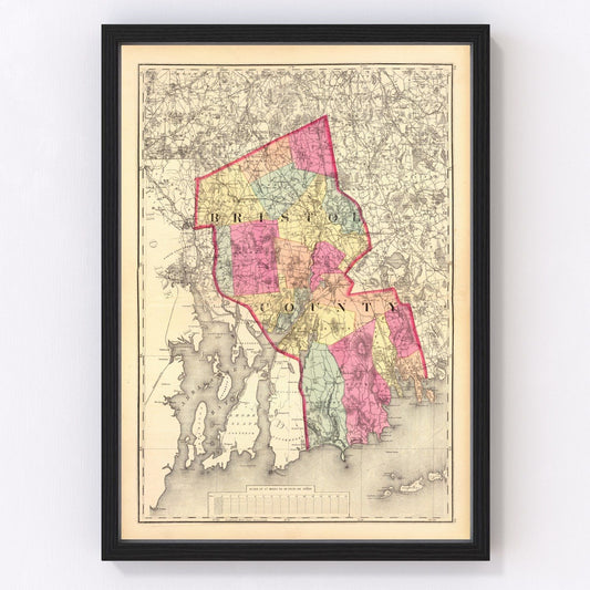 Vintage Map of Bristol County, Massachusetts 1871