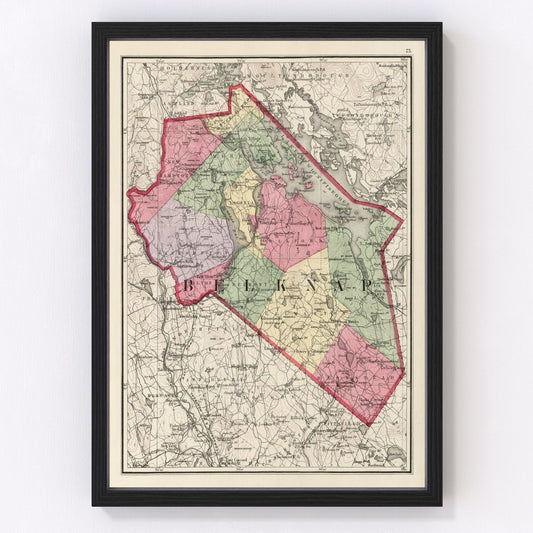 Vintage Map of Belknap County, New Hampshire 1877