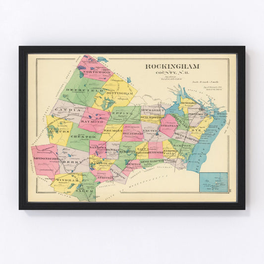 Vintage Map of Rockingham County, New Hampshire 1892
