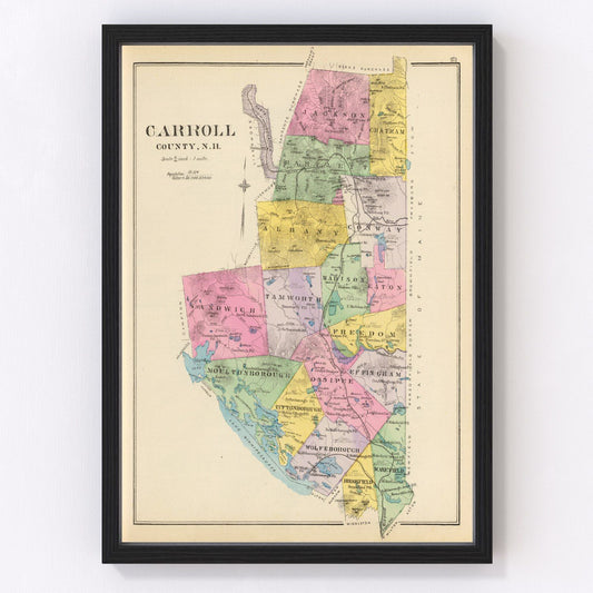Vintage Map of Carroll County, New Hampshire 1892