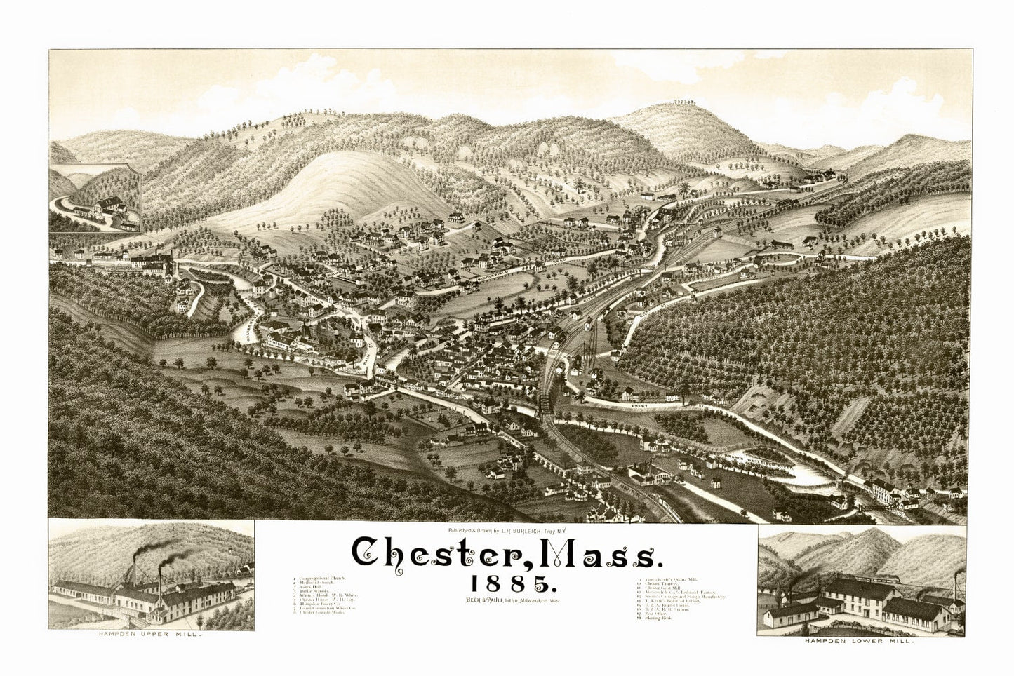 Vintage Map of Chester, Massachusetts 1885