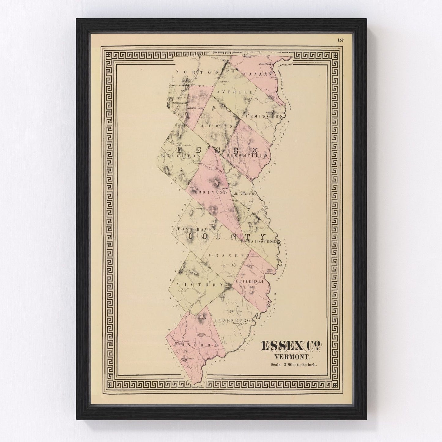 Vintage Map of Essex County, Vermont 1876