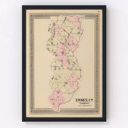 Vintage Map of Essex County, Vermont 1876