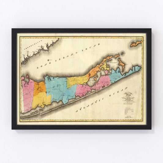 Vintage Map of Long Island, New York 1829