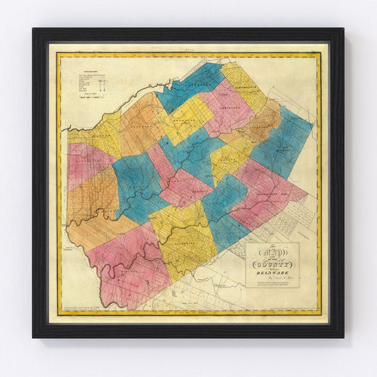 Vintage Map of Delaware County, New York 1829