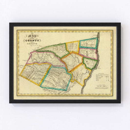 Vintage Map of Greene County, New York 1829