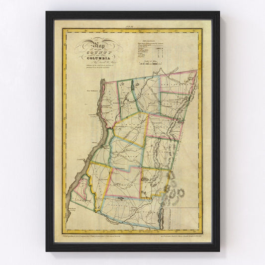 Vintage Map of Columbia County, New York 1829